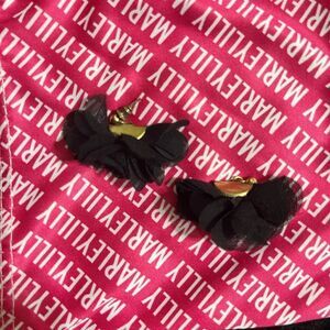 Black Ruffle Statement Earrings – Bold & Chic